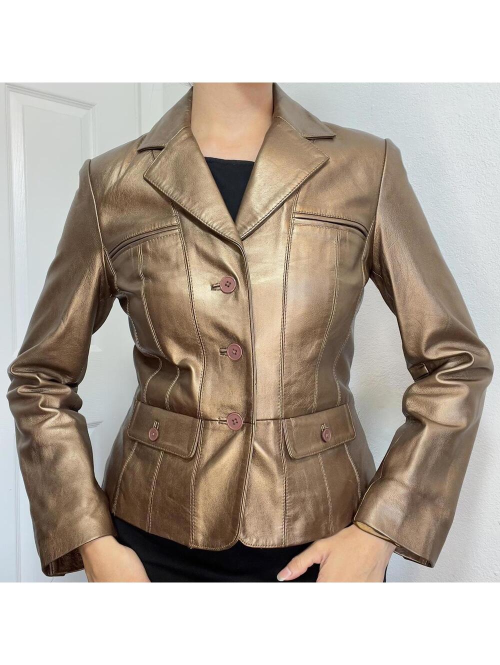 Metallic Leather Jacket - Picture 2 of 5
